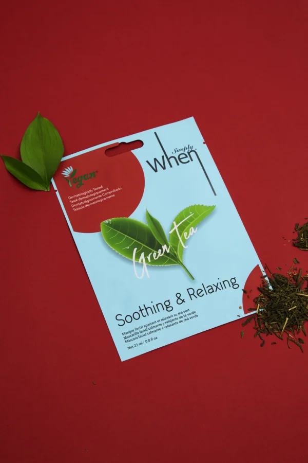 Žaliosios arbatos veido kaukė Simply When® Vegan Green Tea Soothing & Relaxing ()