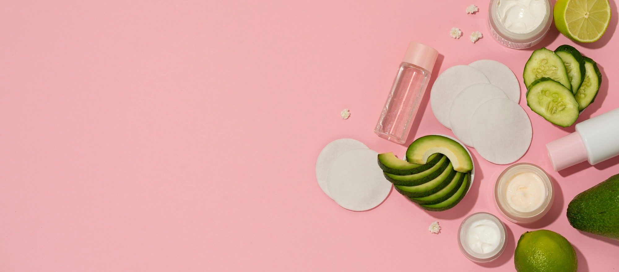 horizontal banner cosmetic products with cucumber avocado horizontal banner cosmetic products with cucumber avocado