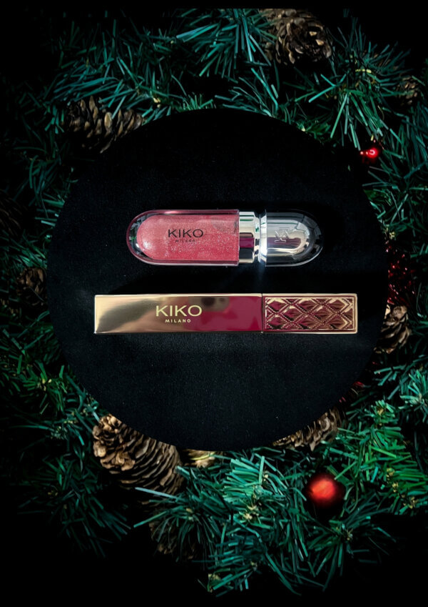 🎄 Kalėdinis rinkinys „Žvilgsnis ir Lūpų Spindesys“ KIKO tušas ir KIKO limituoto leidimo lūpų blizgesys